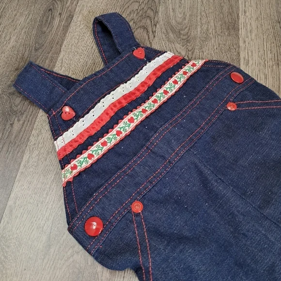 Vintage Healthtex Toddler Girl's Blue Denim Overalls Size 6 Month Made in USA - Picture 3 of 5